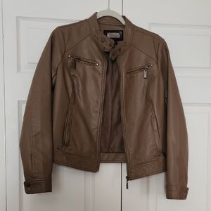 Jou Jou Tan Faux Leather Jacket